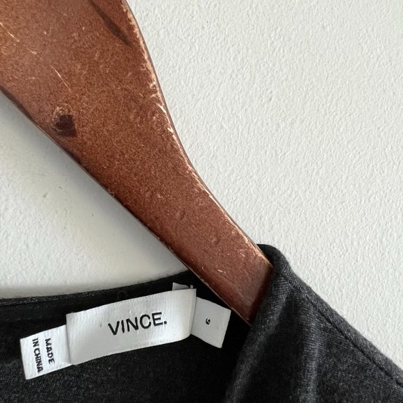 Vince Drop Waist Pleated Cocktail Dress 6 Gray V-Neck - Picture 2 of 10